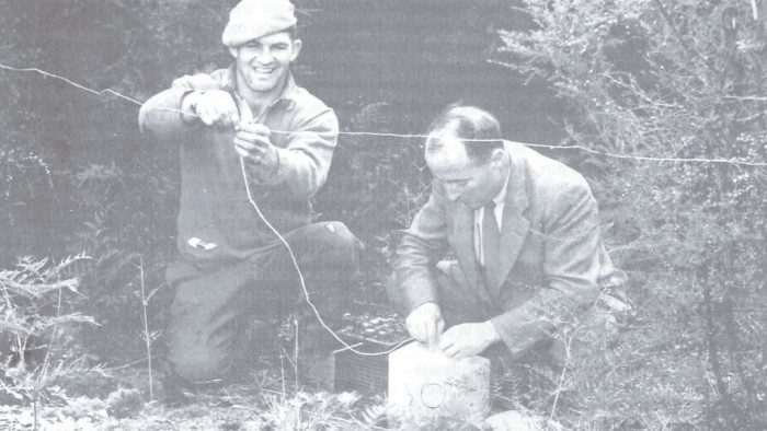 Image of an early electric fence. The development of the unshortable electric fence was a gamechanger for farmers that gave rise to rotational grazing.